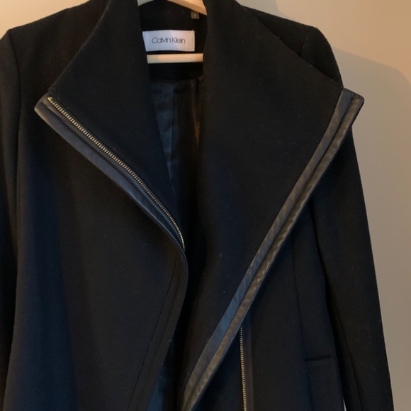 Calvin Klein black wool belted winter coat - Picture 8 of 9